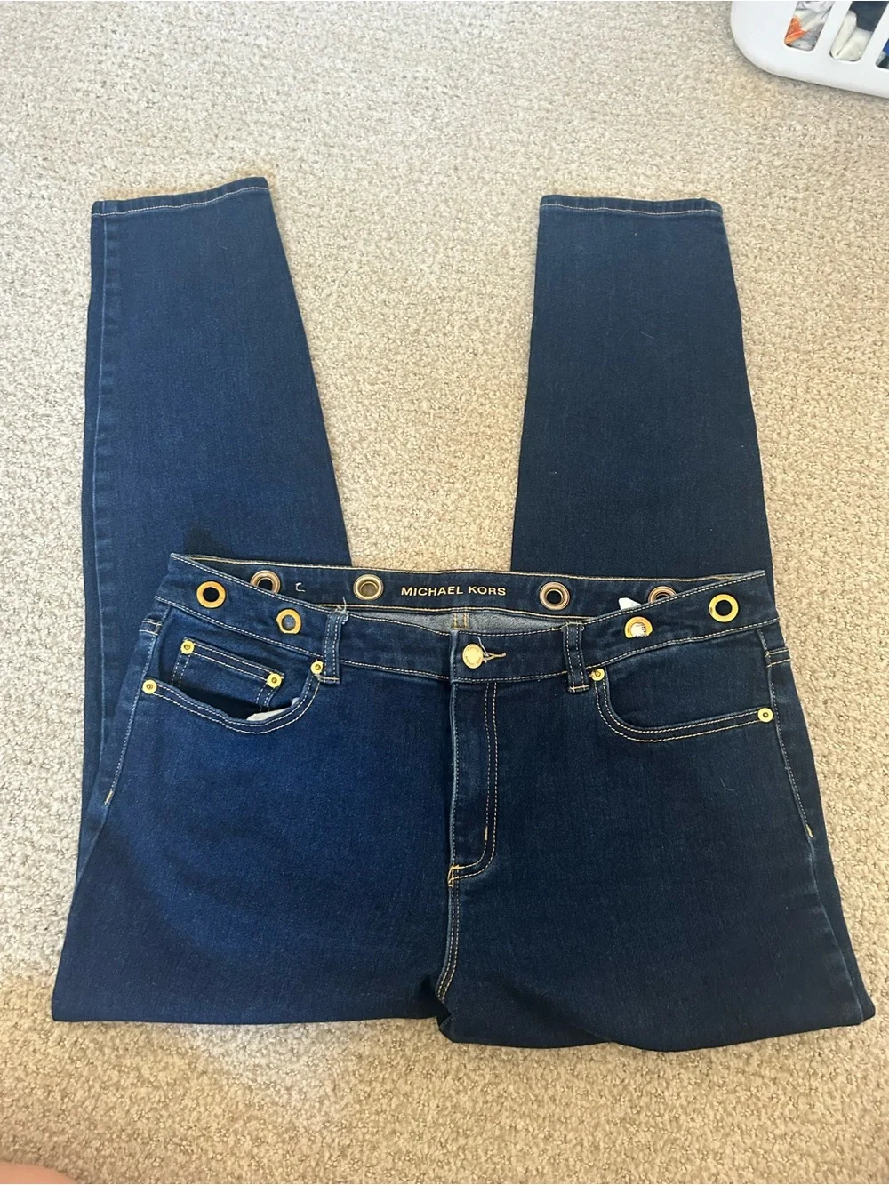 Michael Kors Dark Blue High-Rise Straight Jeans